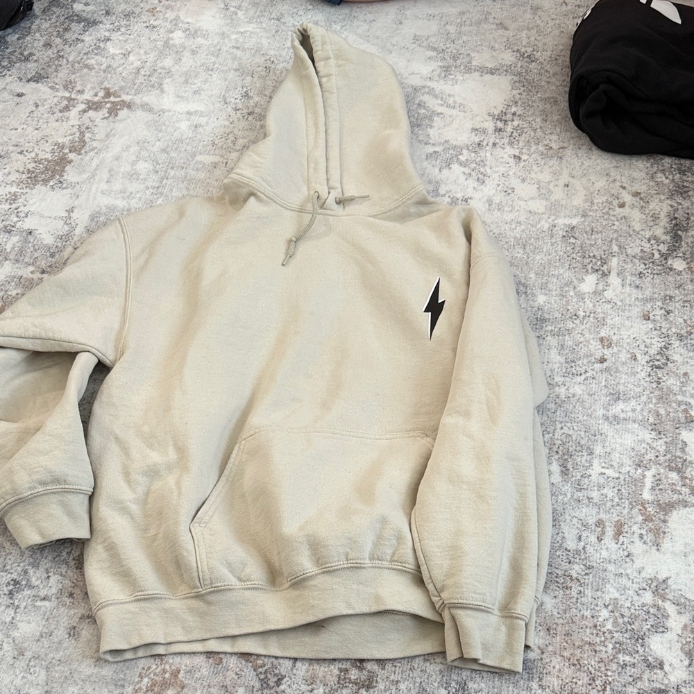 Men's Beige Hoodie with Lightning Bolt